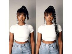 Příčesek do vlasů cop 85 cm - černý 7