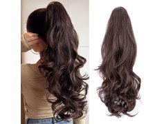 Příčesek do vlasů vlnitý culík 60 cm - tmavě hnědý