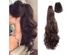 Příčesek do vlasů vlnitý culík 60 cm - tmavě hnědý 10