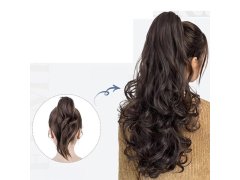 Příčesek do vlasů vlnitý culík 60 cm - tmavě hnědý 3