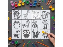 Šablony zvířátek na malování 13x13 cm 12 ks