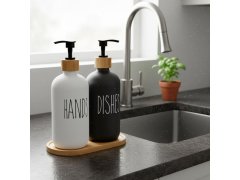 Sada dávkovačů s&nbsp;pumpičkou na mýdlo a&nbsp;jar na podnose 4