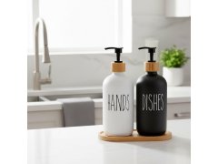 Sada dávkovačů s&nbsp;pumpičkou na mýdlo a&nbsp;jar na podnose 5