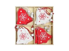 Sada dřevěných ozdob 12 ks - zvonečky 10