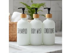 Sada skleněných dávkovačů do koupelny - 3 × 500 ml