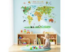 Samolepka na zeď - dětská mapa světa