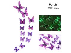 Set svítících motýlků na zeď - fialový 6