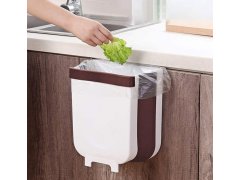 Skládací závěsný koš na dvířka - bílo-hnědý