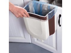 Skládací závěsný koš na dvířka - bílo-hnědý 2