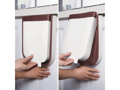 Skládací závěsný koš na dvířka - bílo-hnědý 3