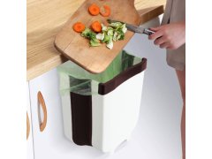 Skládací závěsný koš na dvířka - bílo-hnědý 6