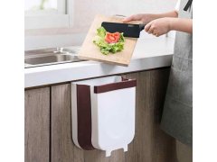 Skládací závěsný koš na dvířka - bílo-hnědý 7