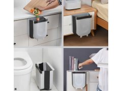 Skládací závěsný koš na dvířka - bílo-hnědý 8