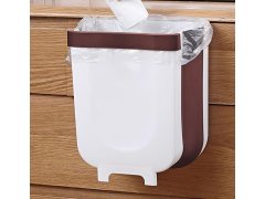 Skládací závěsný koš na dvířka - bílo-hnědý 9