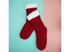 Teplé pletené ponožky - červené 4
