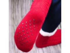 Teplé pletené ponožky - červené 5