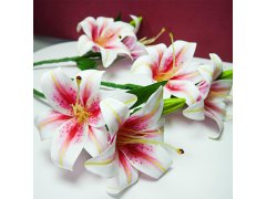 Umělá kytice lilií - růžová žíhaná 5