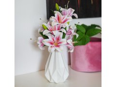 Umělá kytice lilií - růžová žíhaná 9