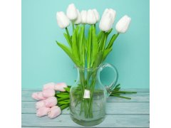 Umělé tulipány 10 ks - bílé 3