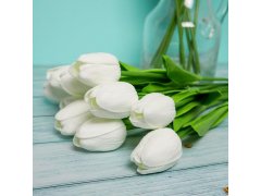 Umělé tulipány 10 ks - bílé 5