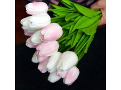 Umělé tulipány 10 ks - bílé 7