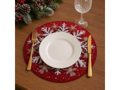 Vánoční kulaté prostírání - sněhová vločka 6