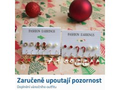 Vánoční náušnice 6 párů - červená sada 2