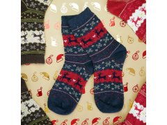 Vánoční ponožky s norským vzorem - modré 5