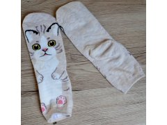 Veselé ponožky s&nbsp;kočičkou - béžové 10