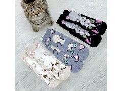 Veselé ponožky s&nbsp;kočičkou - béžové 3
