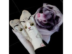 Veselé ponožky s&nbsp;kočičkou - béžové 4