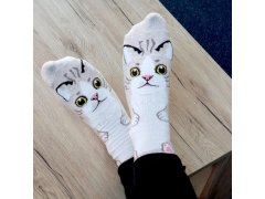 Veselé ponožky s&nbsp;kočičkou - béžové 8