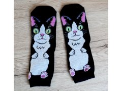 Veselé ponožky s kočičkou - černé 4