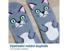 Veselé ponožky s kočičkou - šedé 2