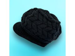 Zateplený baret s&nbsp;kožíškem - černý 7