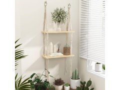 Závěsná macrame polička, 2 patra 2