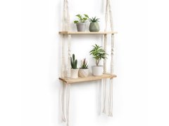 Závěsná macrame polička, 2 patra 7