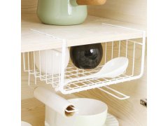 Závěsný kovový košík s&nbsp;háčky - bílý 10