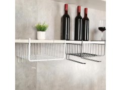 Závěsný kovový košík s&nbsp;háčky - bílý 2