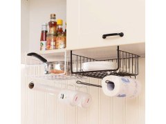 Závěsný kovový košík s&nbsp;háčky - bílý 5