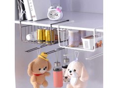 Závěsný kovový košík s&nbsp;háčky - bílý 7