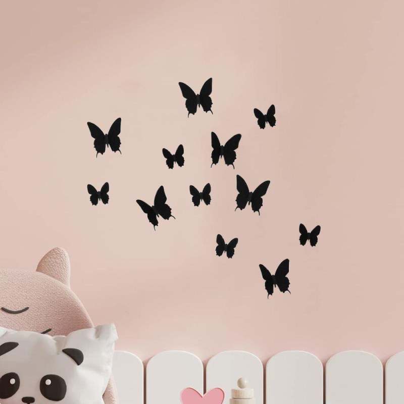 3D motýlci na zeď - černá - Dárky