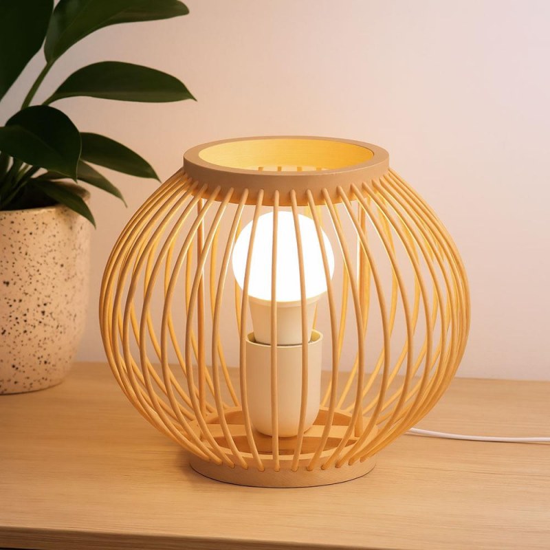 Bambusová stolní lampa s&nbsp;LED žárovkou, teplá bílá - Dárky