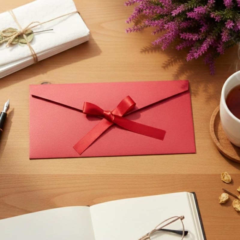 Dárková obálka se stuhou - červená - Dárky