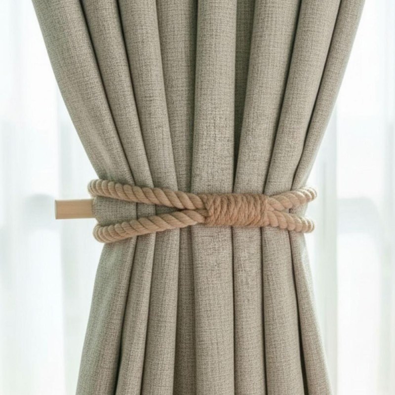 Dekorativní spona na závěs lano - hnědé