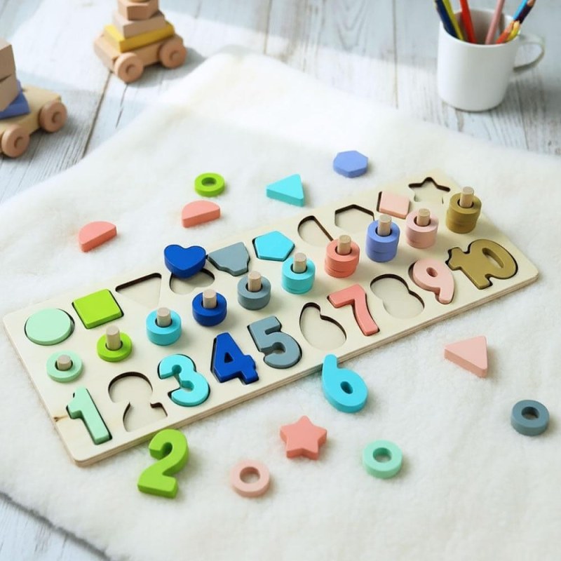 Dřevěná vkládačka - čísla, tvary, počítání - Dárky