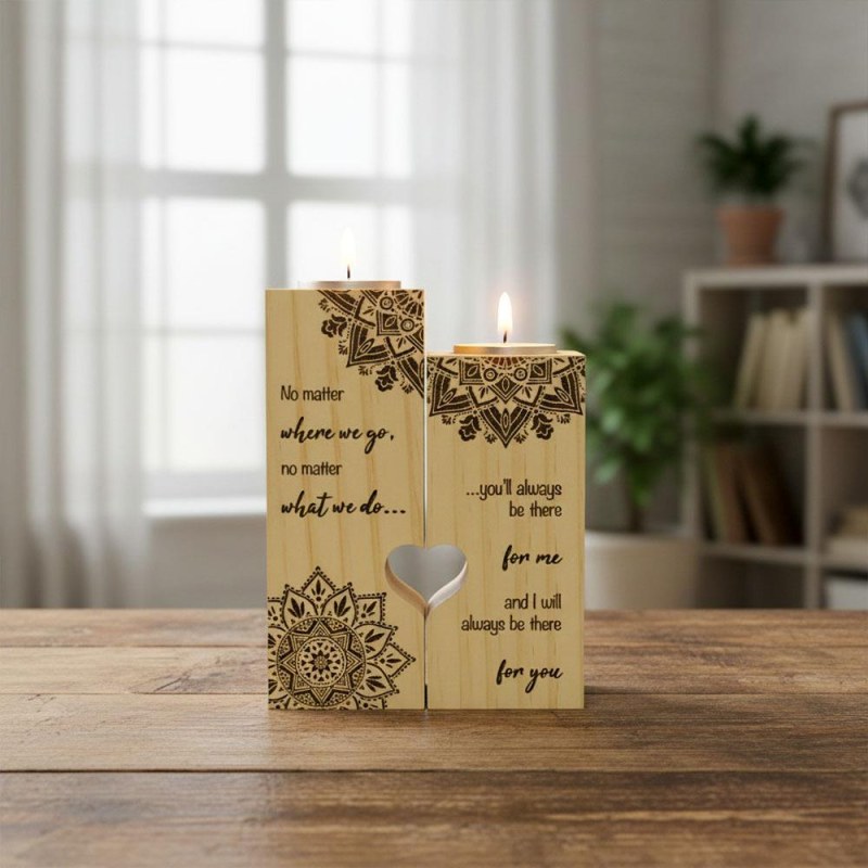 Dřevěné svícny na čajové svíčky pro páry, 2 ks - mandala - Dárky