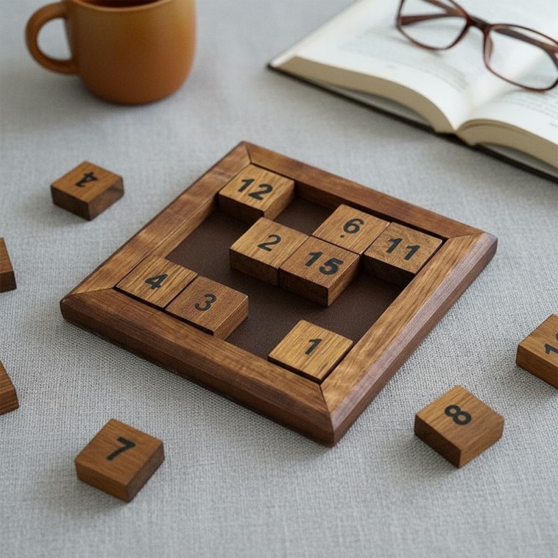 Dřevěný posuvný hlavolam s&nbsp;čísly - Dárky