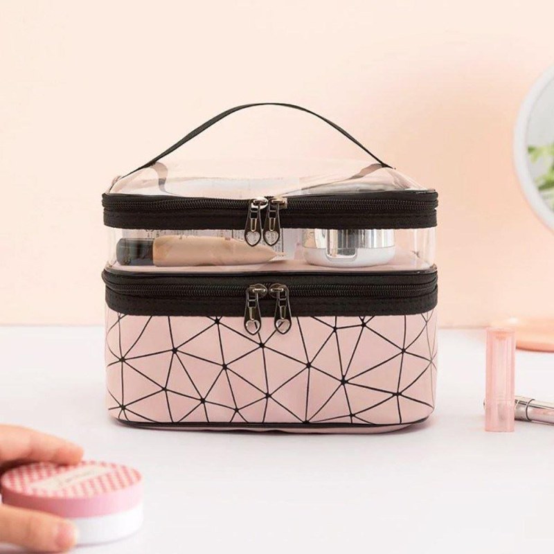 Dvoupatrový organizér na kosmetiku - růžový - Dárky
