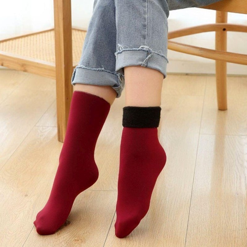 Hřejivé ponožky s kožíškem - červené - Dárky